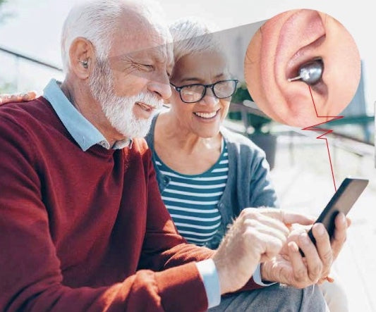 AUDIALnet MICRONIK Smallest AI Powered In-Ear Hearing Aid. Rechargeable with App control for volume, selectable environment modes, advanced tuning and AI adaptive hearing calibrator. Bluetooth phone & audio streaming. Powerbank case [SEE DETAILS]